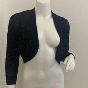 DKNY black sequinned long sleeves opened vest